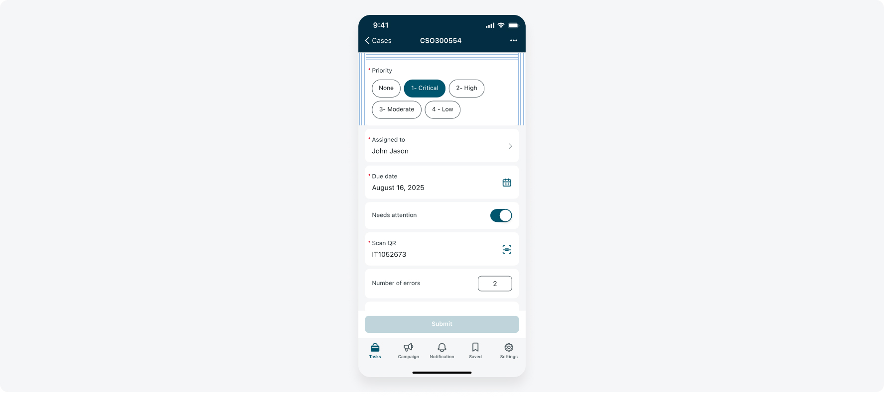 Alignment and positioning of the choice input in the input form screen