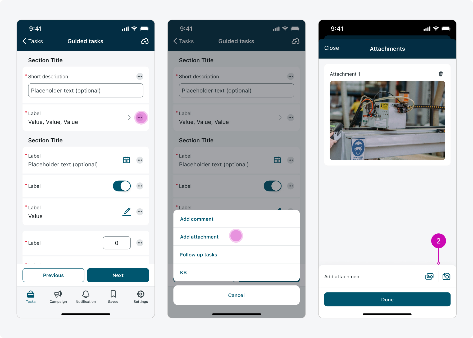 Input form screen - Add attachments in input actions