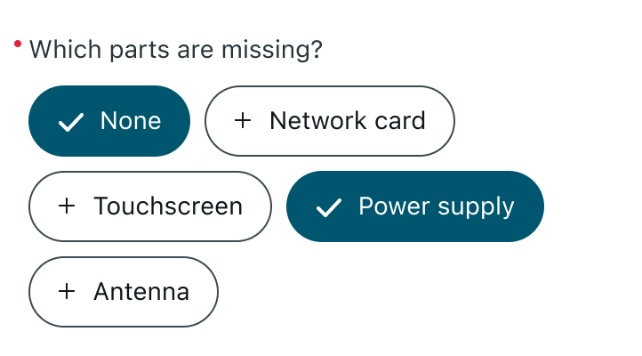 Multi-select choice input configured with the "none" option