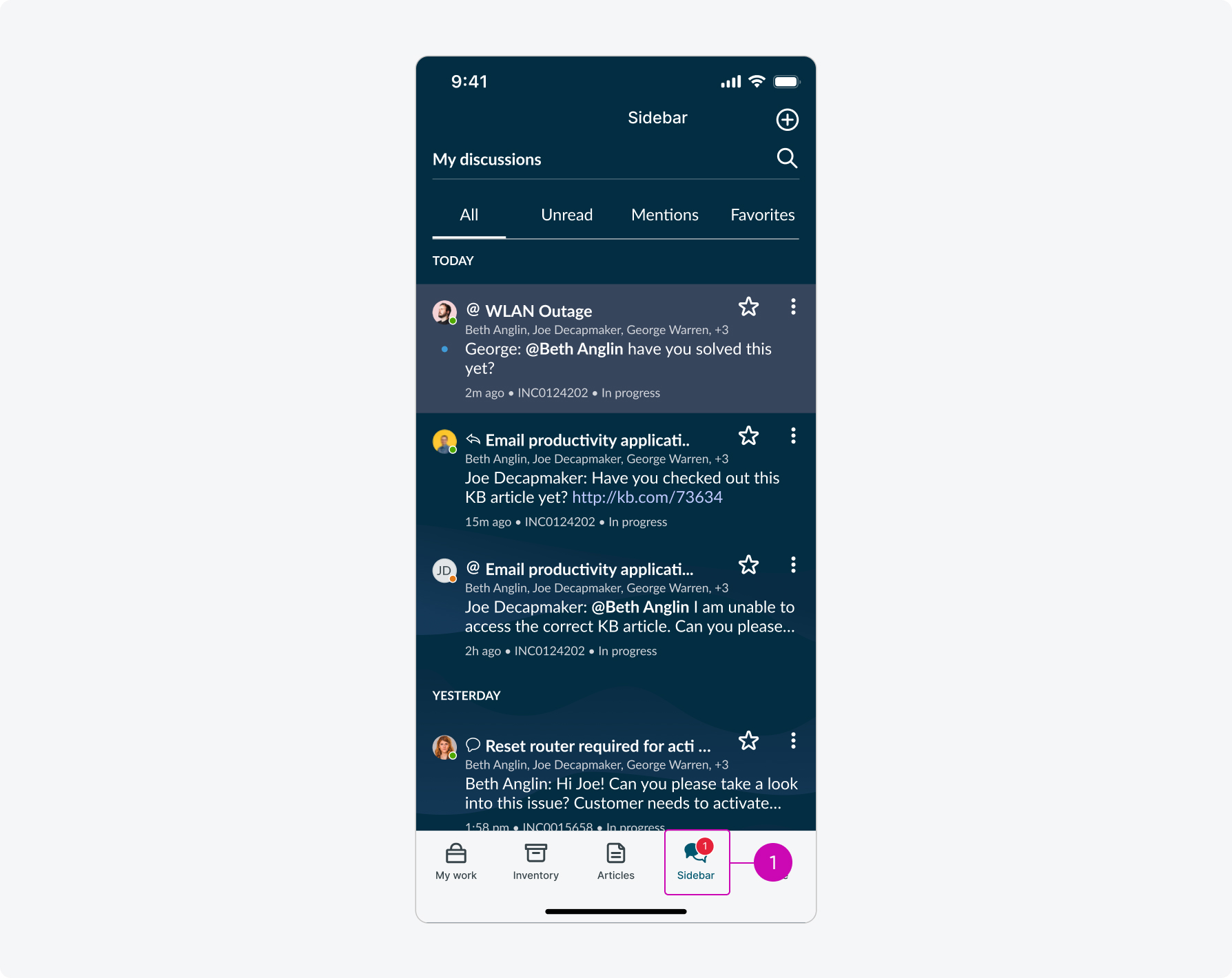 Sidebar as a global tab
