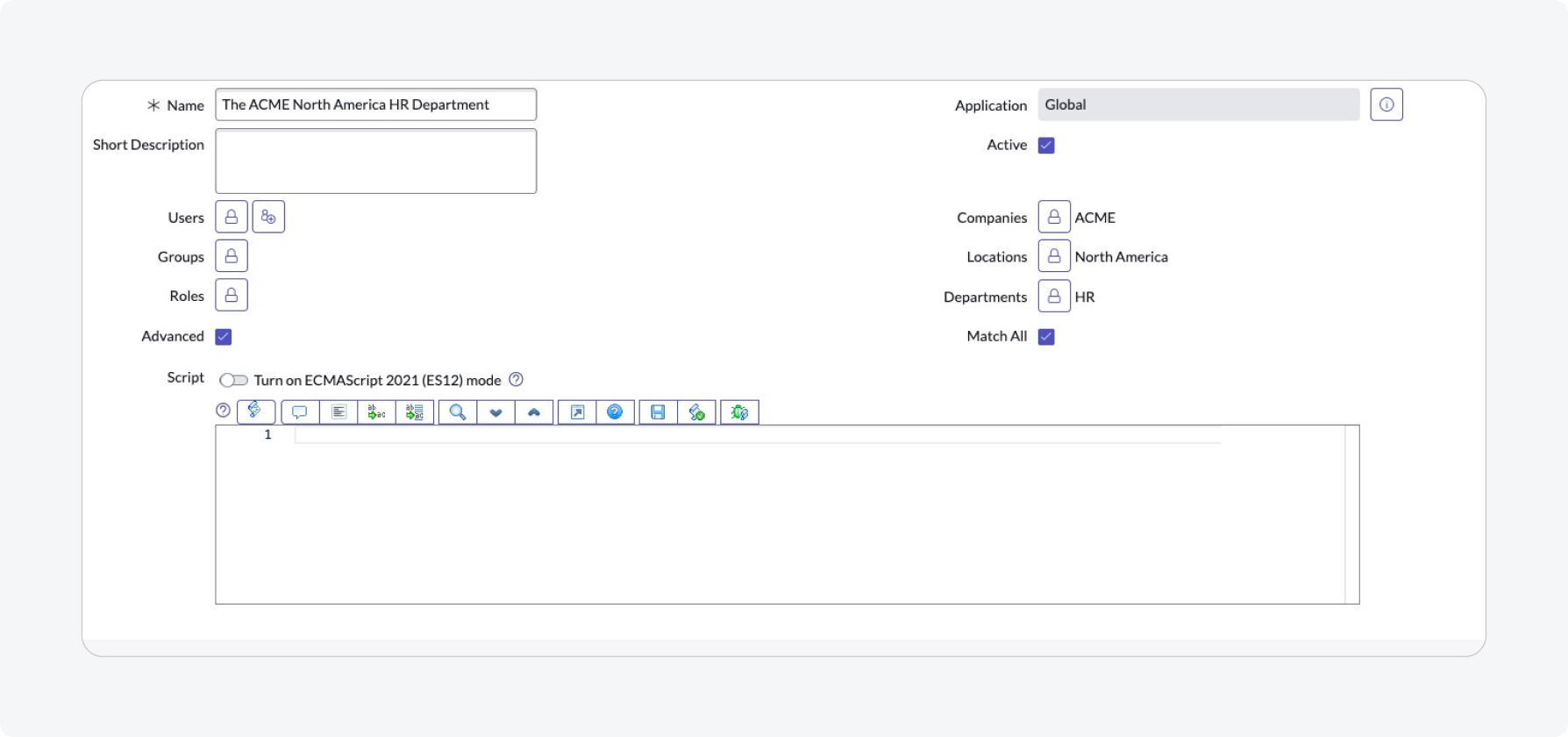 User criteria example
