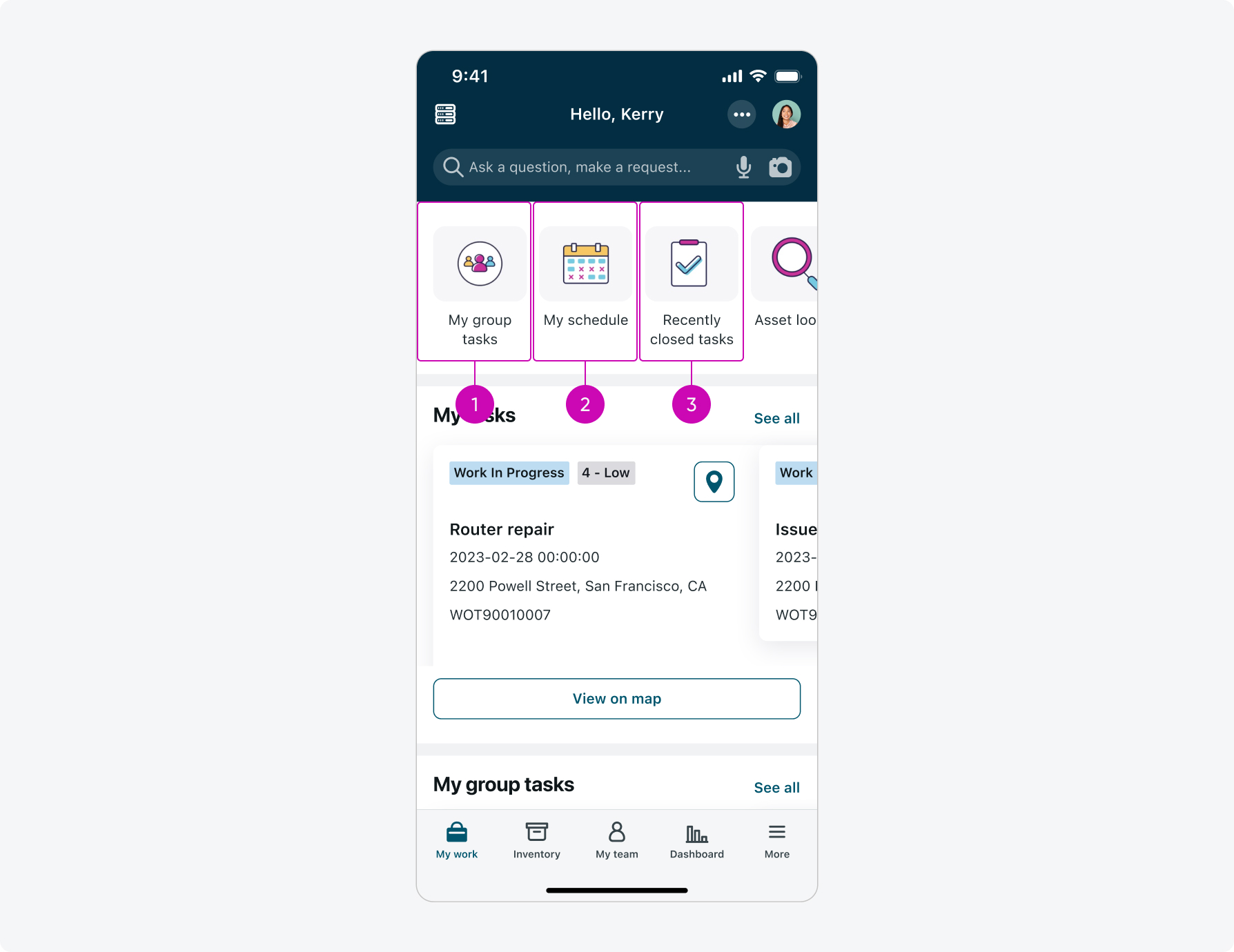 Navigation Section Destination (Launcher Screen, Function, Screen)