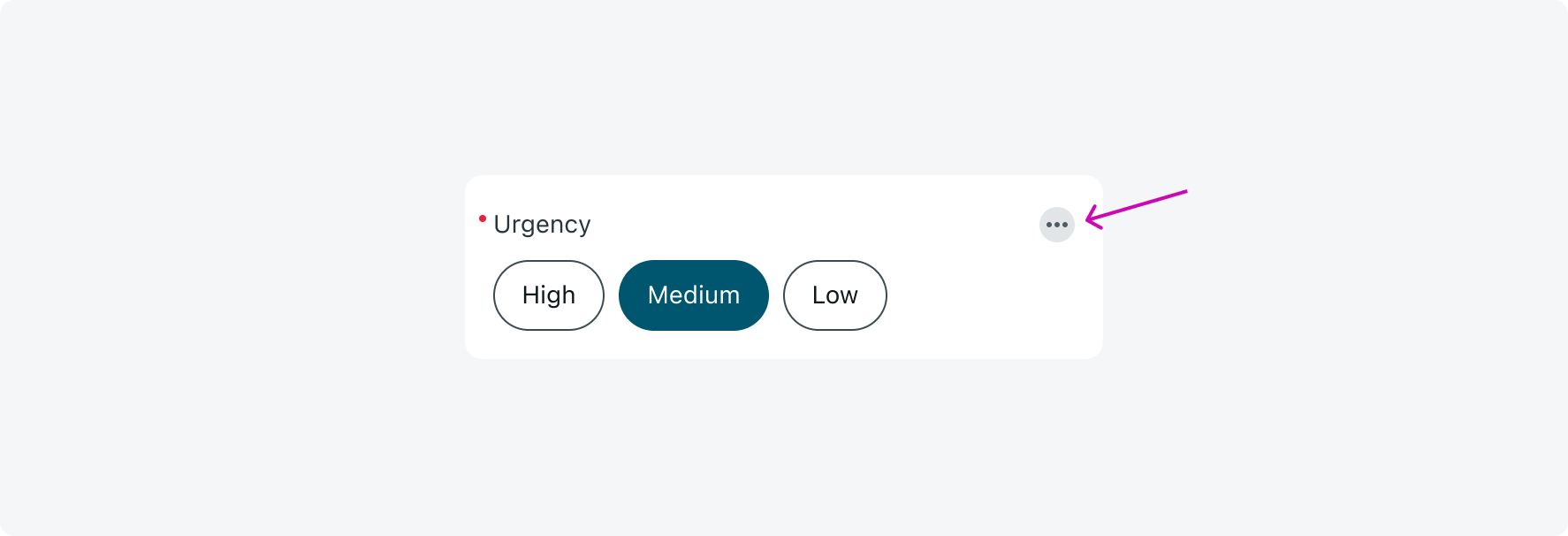 Actions menu configured on a choice input