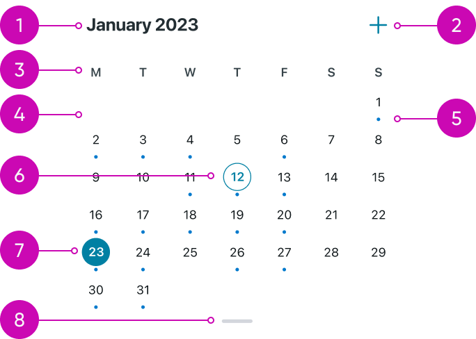 Calendar component for iOS