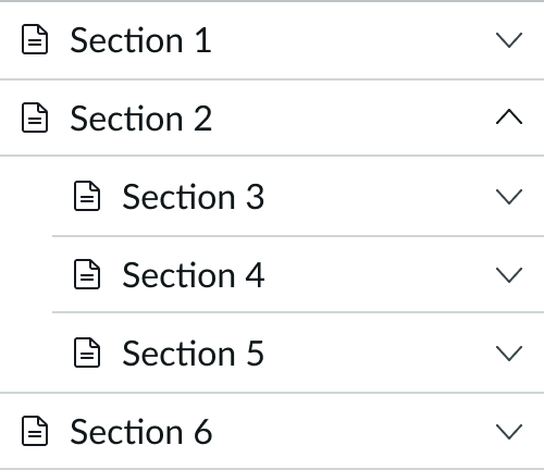 accordion with recommended two nested levels