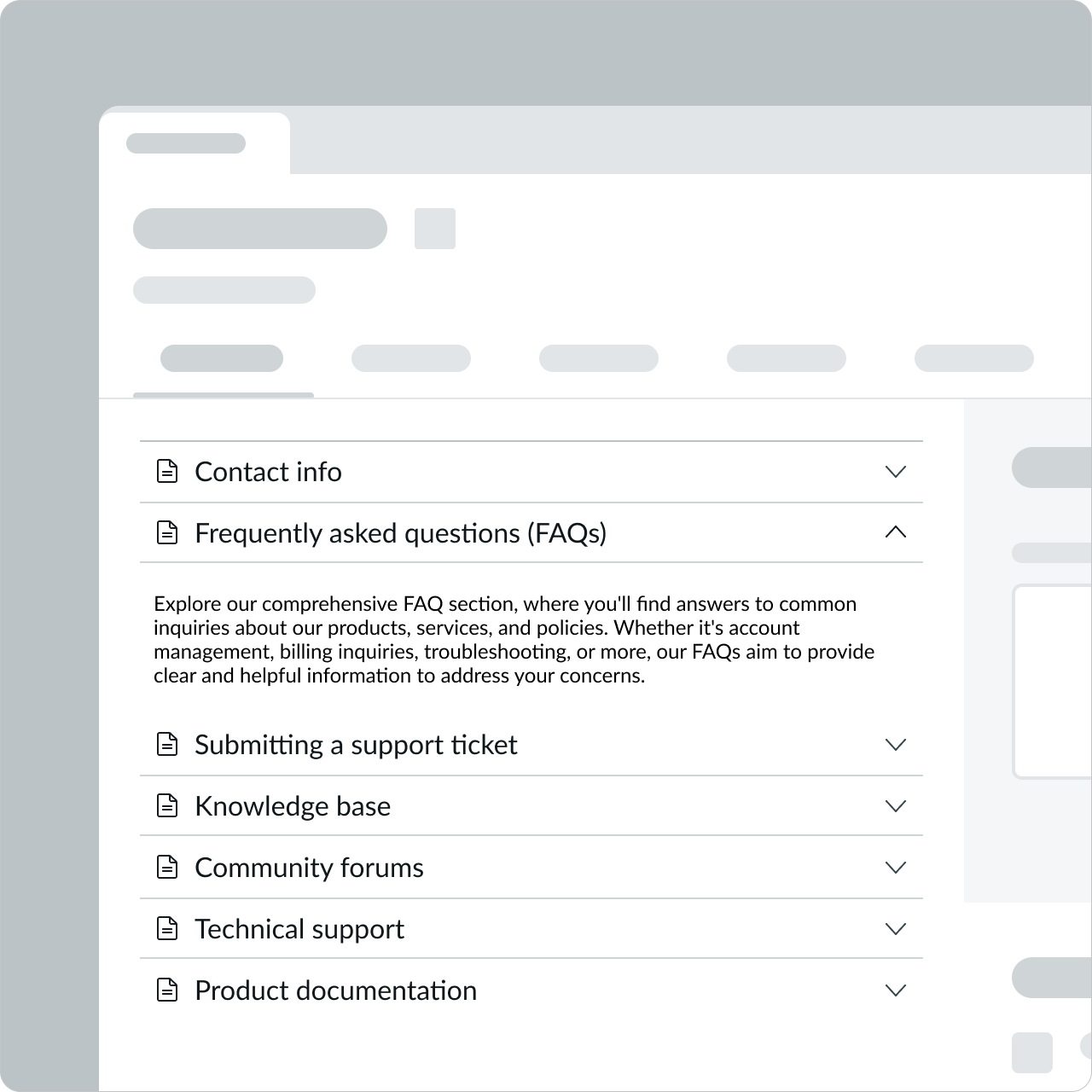 consolidate information in accordions with descriptive labels