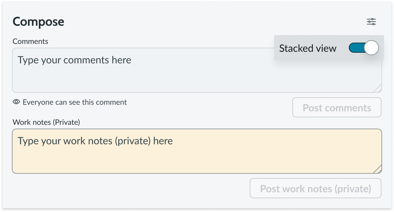 component with stacked view toggle on