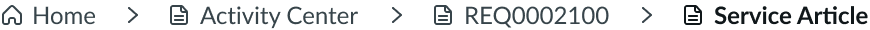 breadcrumbs with home icon and page link, icons with subpage links, and current page