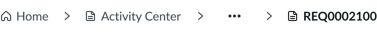 breadcrumbs with home icon and either a directional icon or separator and page link