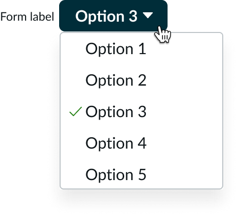Shows the dropdown in an active state with the list displayed