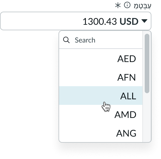 dropdown panel realignment for right-to-left languages