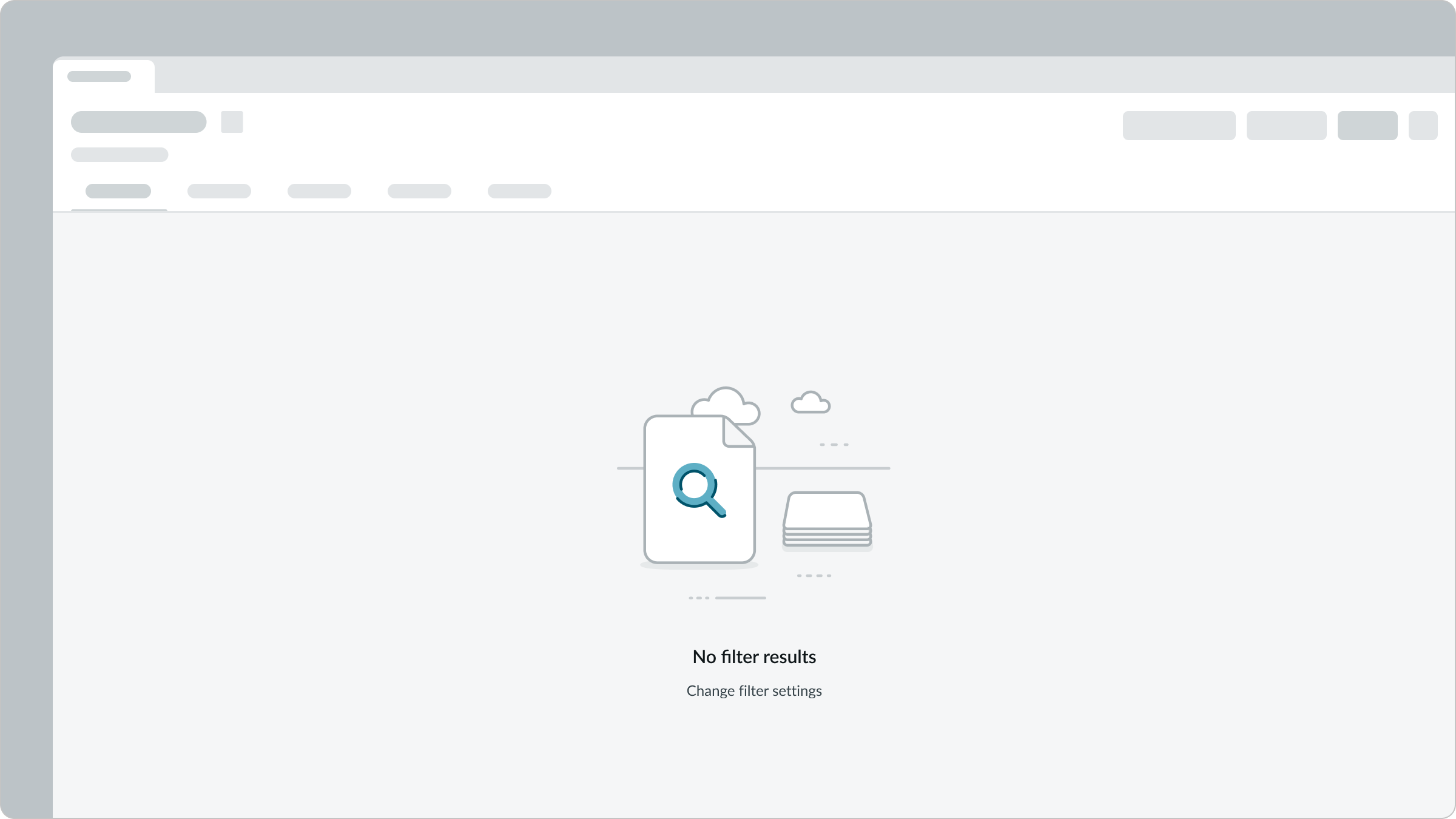 no filtered results empty state message