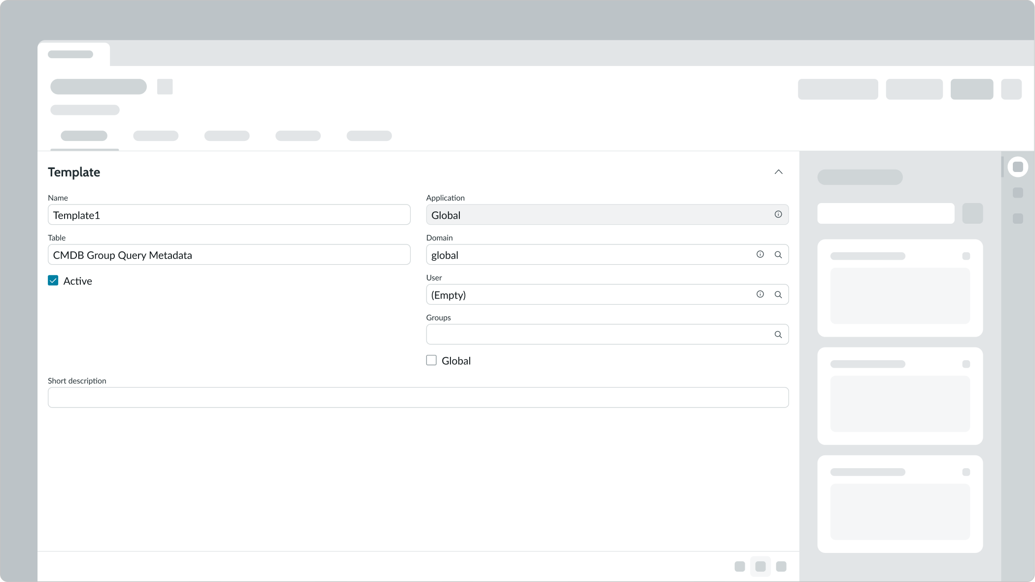 edit existing template in child tab