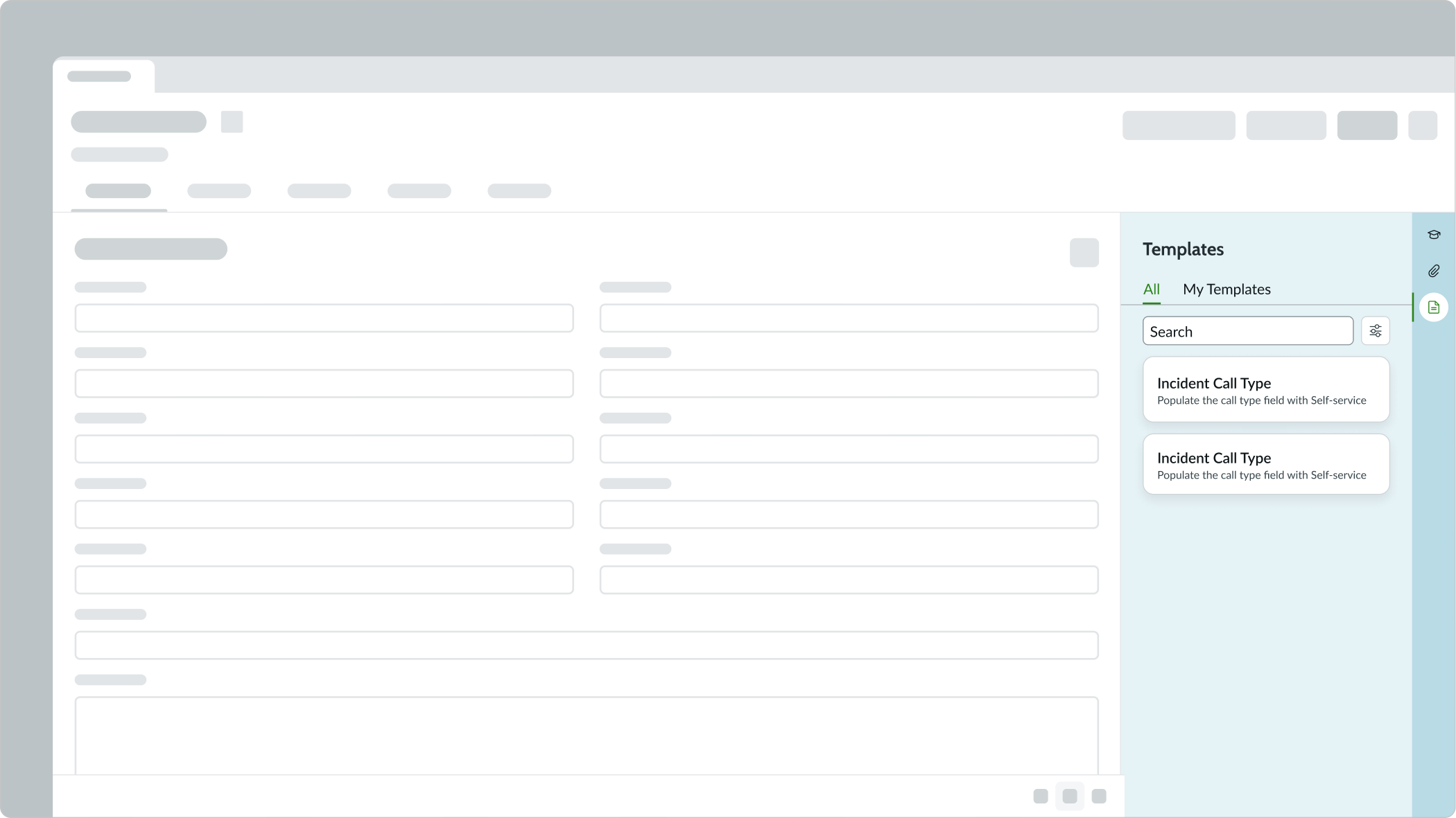 create new template in child tab