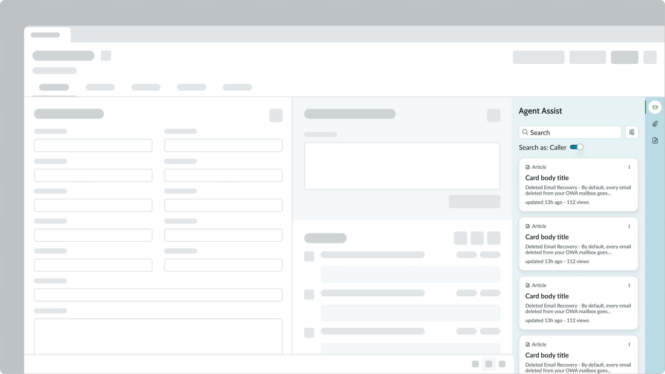 template component within the contextual side panel