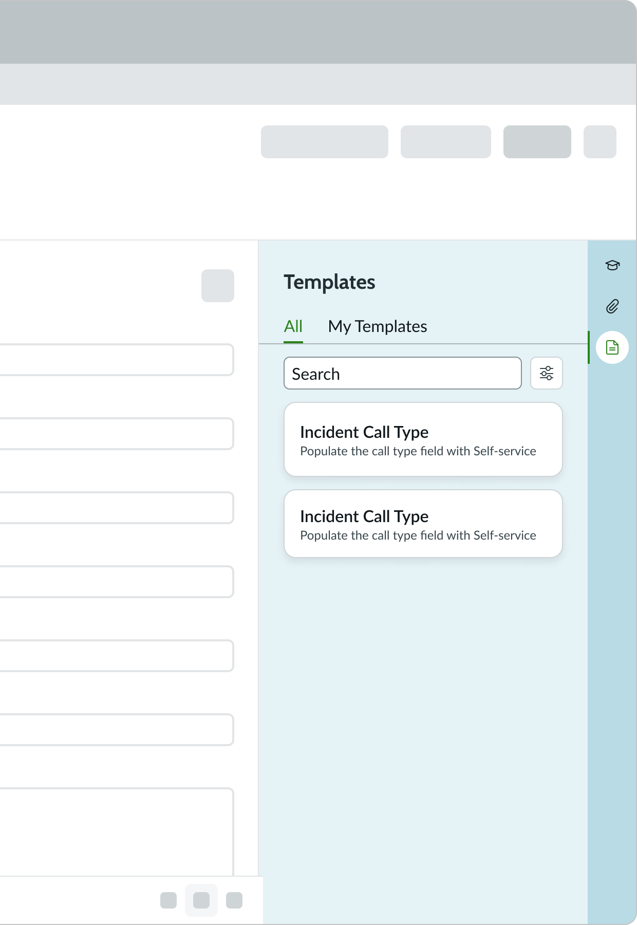template component within the contextual side panel