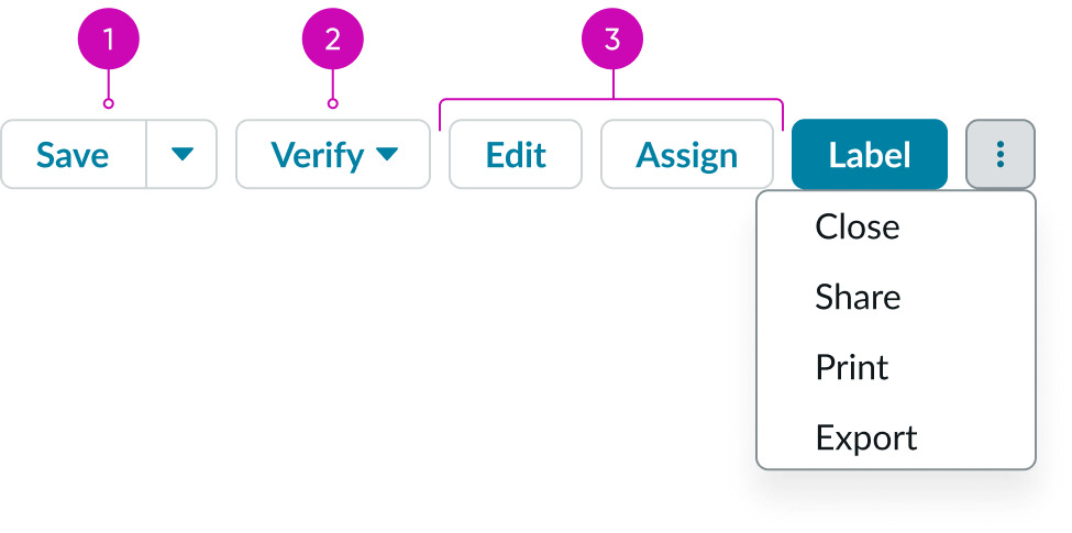 example of different button types in the action bar