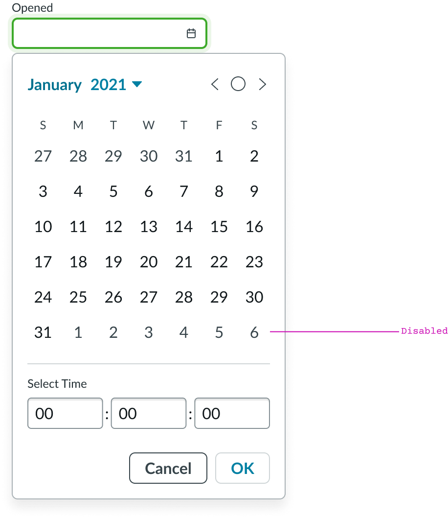 Mini Calendar Horizon Design System