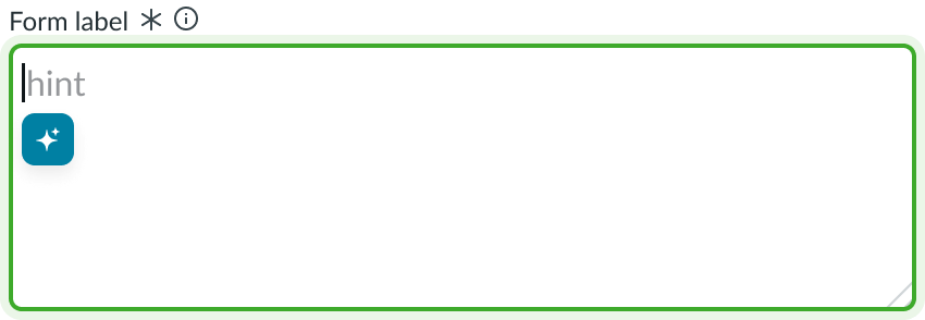 Dropdown trigger in the caret slot in an empty textarea field
