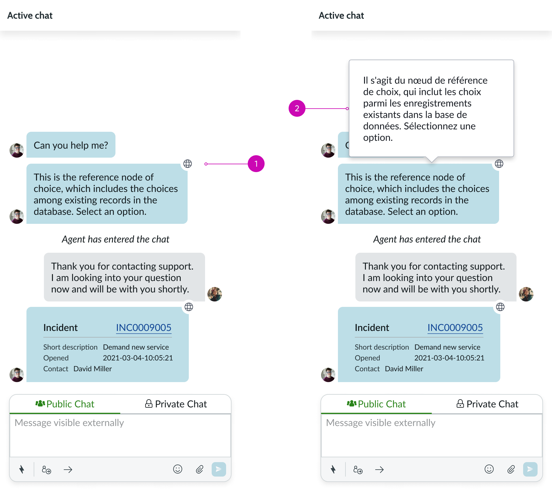 agent chat dynamic translation operation