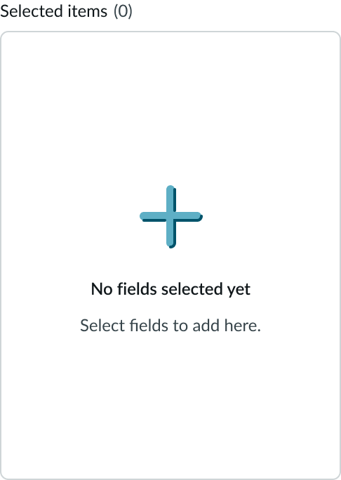 Example of the empty state message when no items are selected