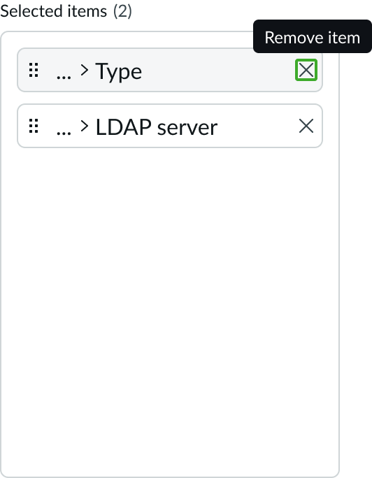 Shows how to remove selected items by clicking the remove icon