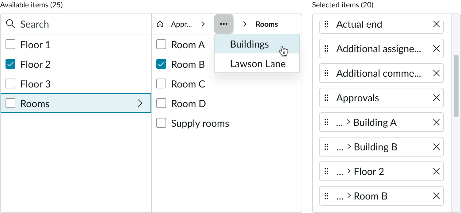 Shows item in the overflow menu for the breadcrumb path