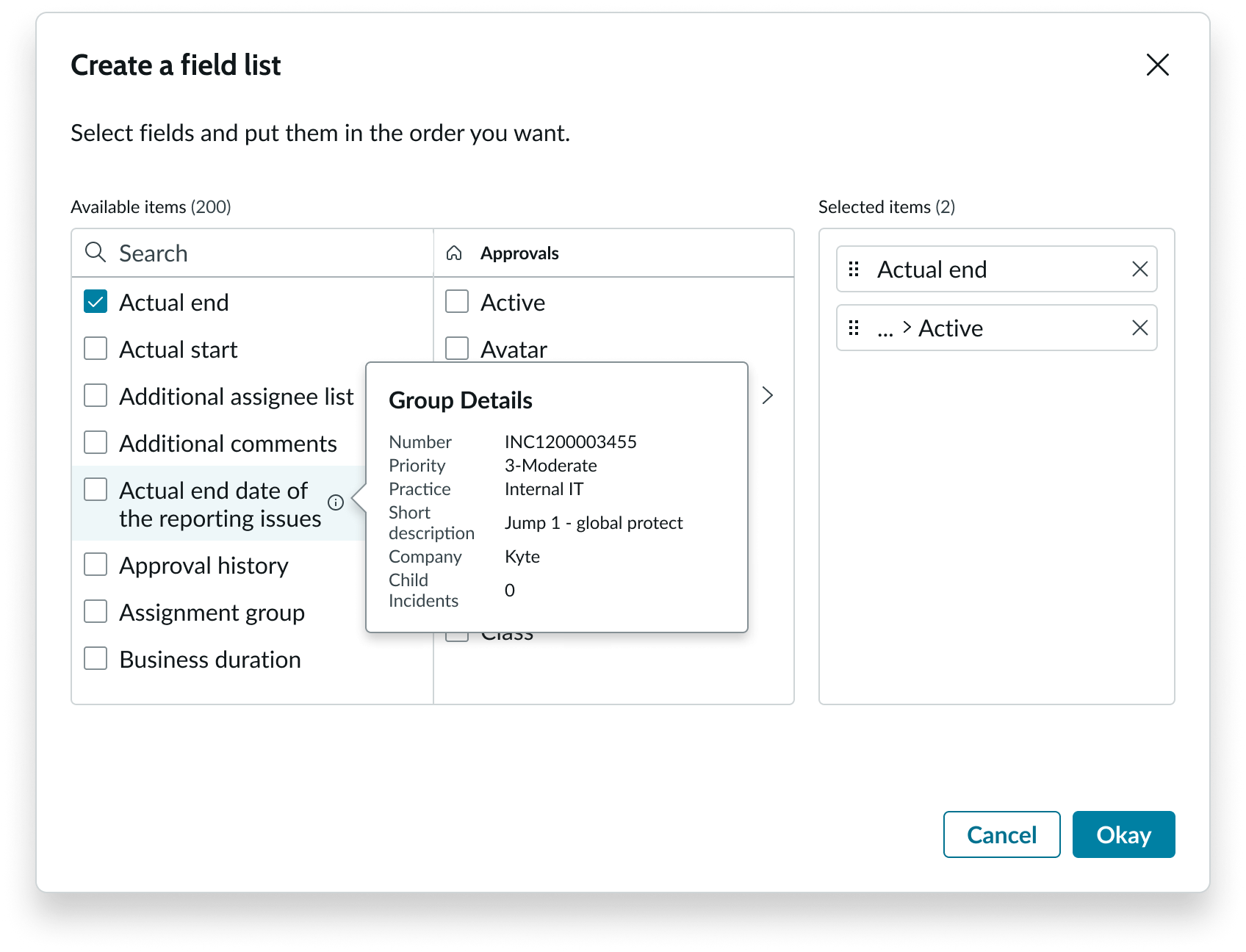 Shows the popover that is available for viewing details of the current record. The popover is triggerred from an iconic button by a list item that appears on hover