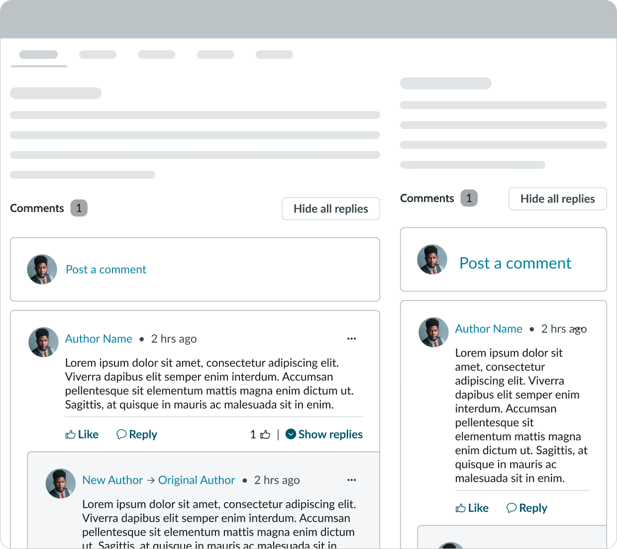 multiple nested comment components appearing on one page