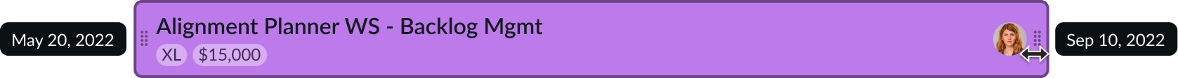 roadmap bar resizing interaction
