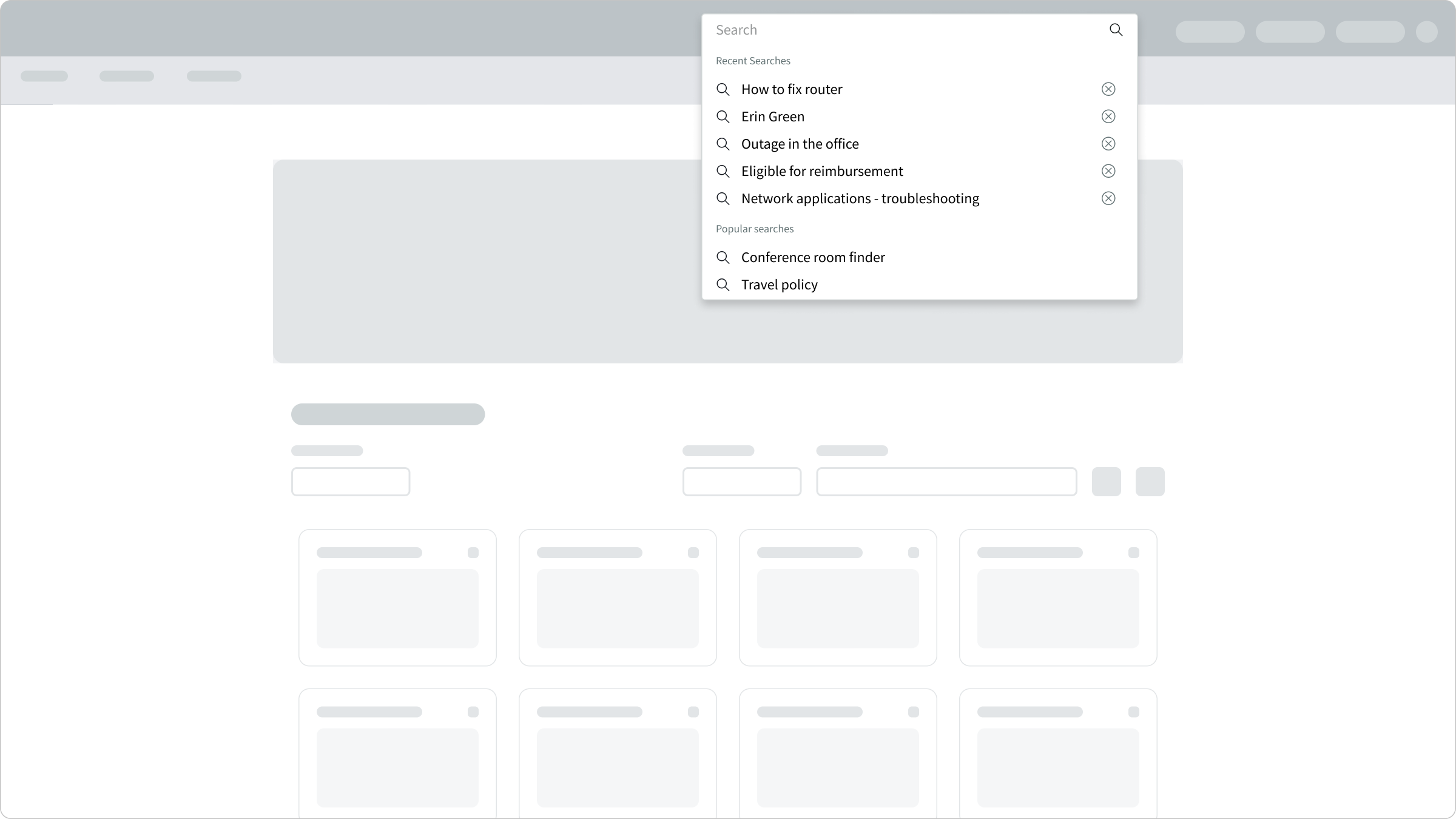 search input positioned so the flyout opens downward into the page