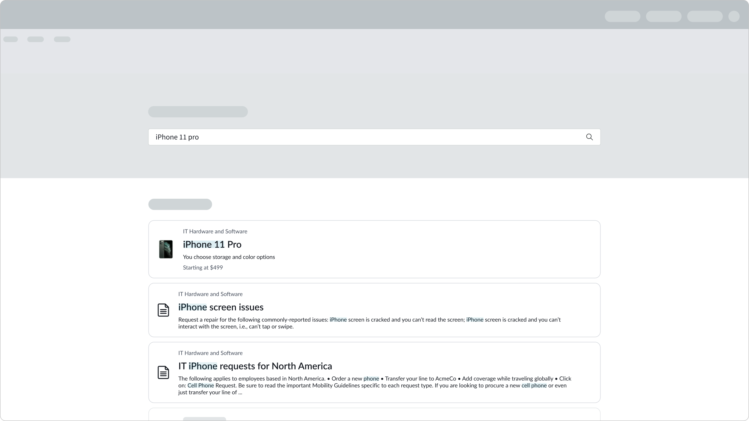 search query and results appearing on a new page