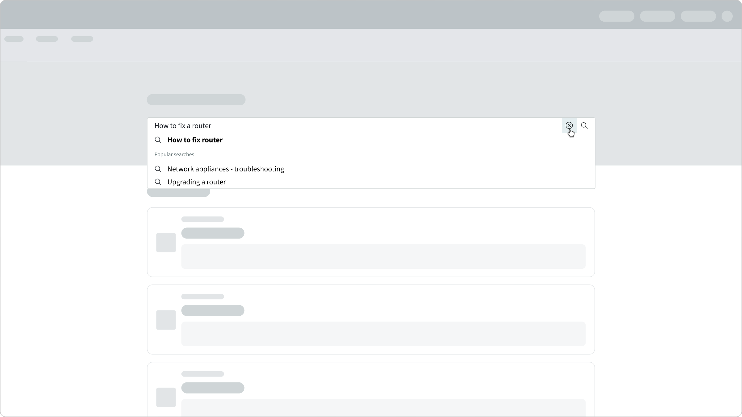 deleting the query displays recent and popular searches