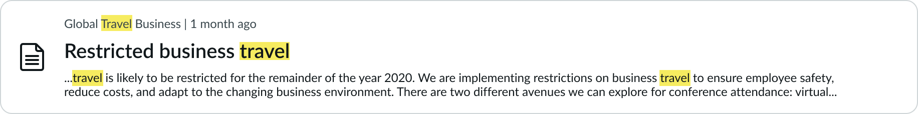 hit highlighting search result