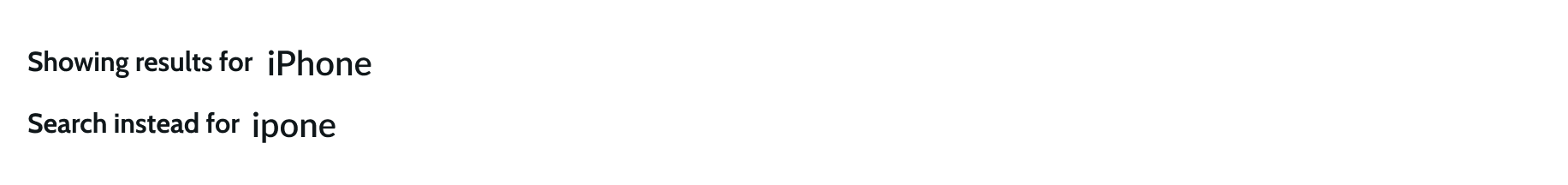 auto-corrected keyword search result