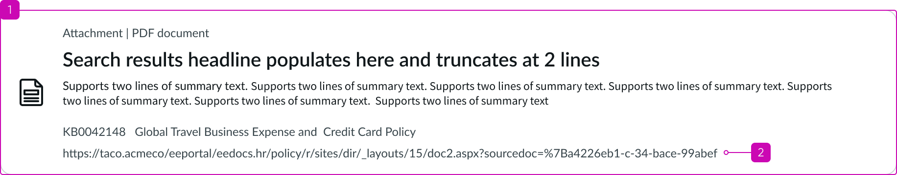 accessible label names and tab order with search result link