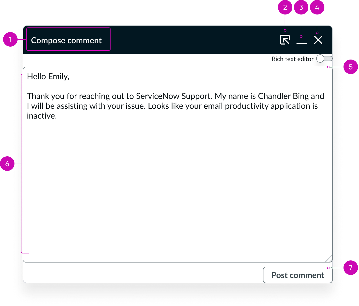 Modeless dialog anatomy