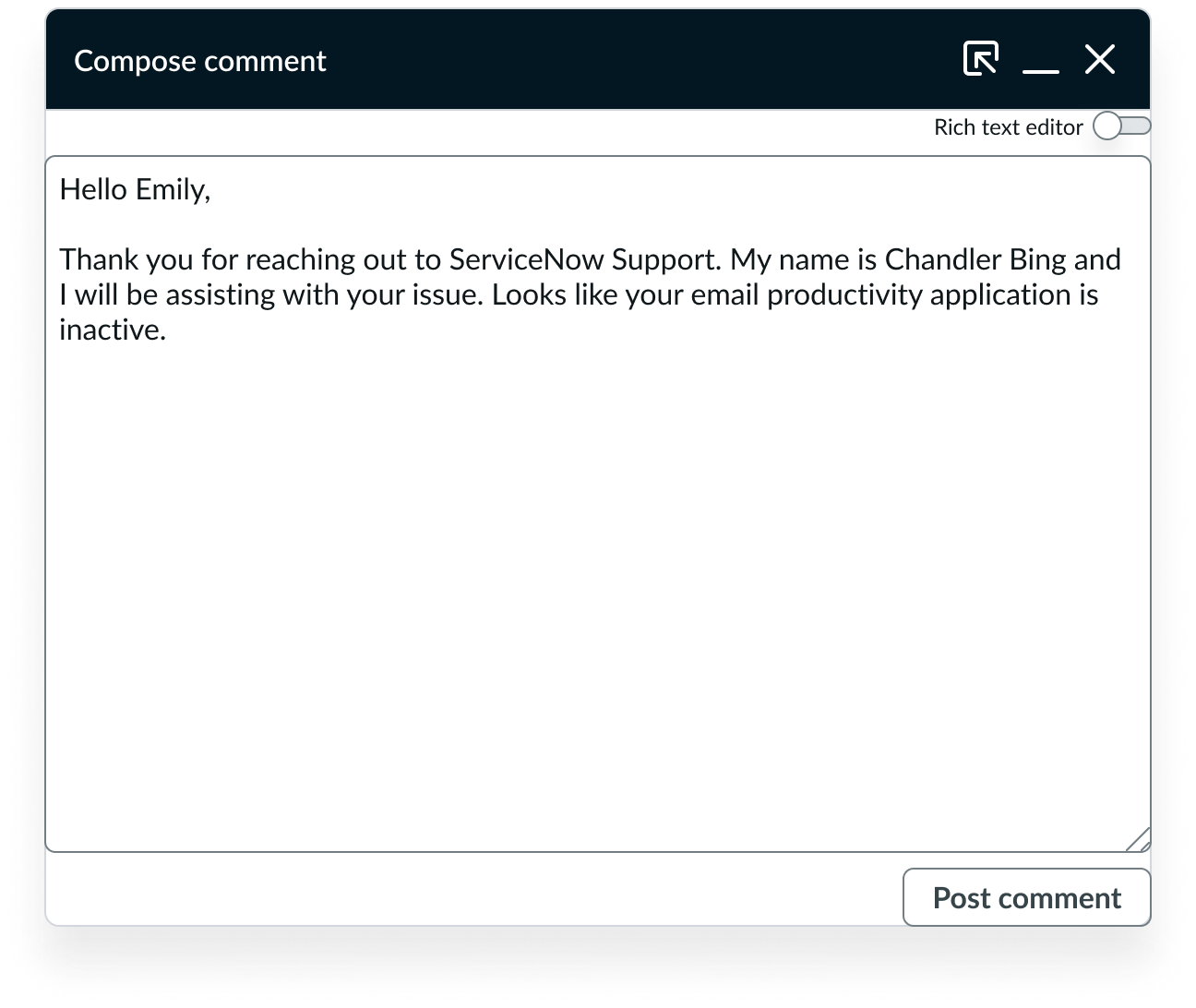 Activity stream compose with modeless dialog | Horizon Design System