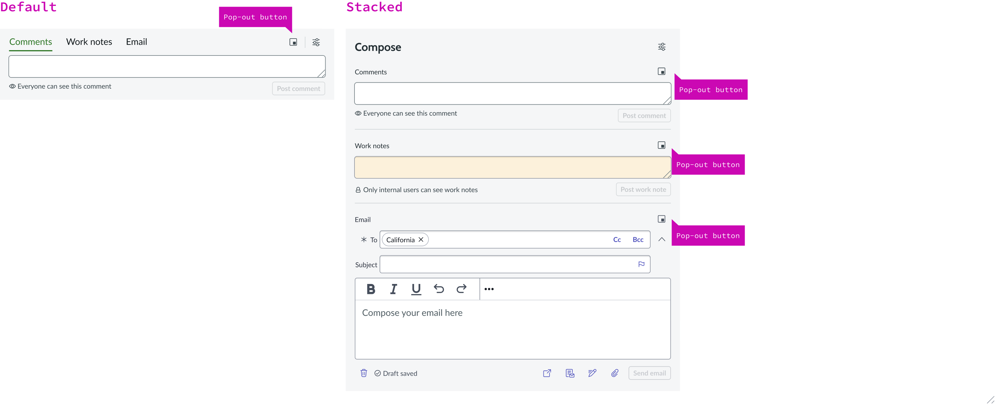 Activity stream compose with modeless dialog | Horizon Design System