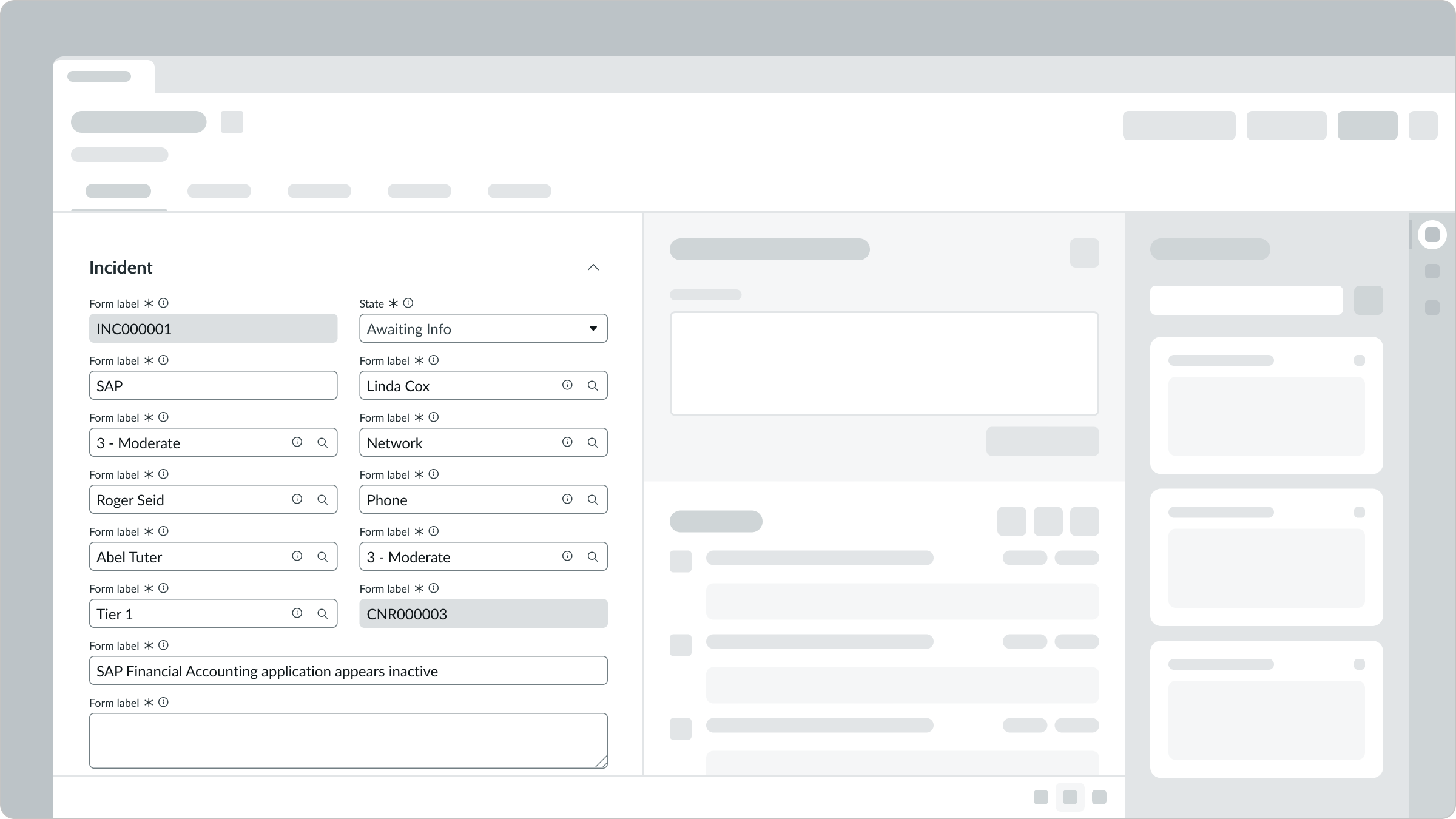 A form with the Incident section header open to show multiple fields