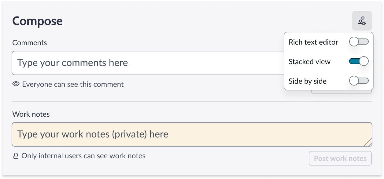 component with stacked view toggle on