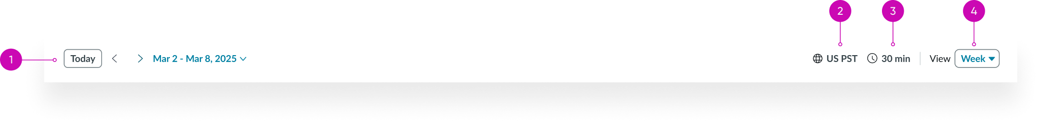 anatomy of the appointment calendar header