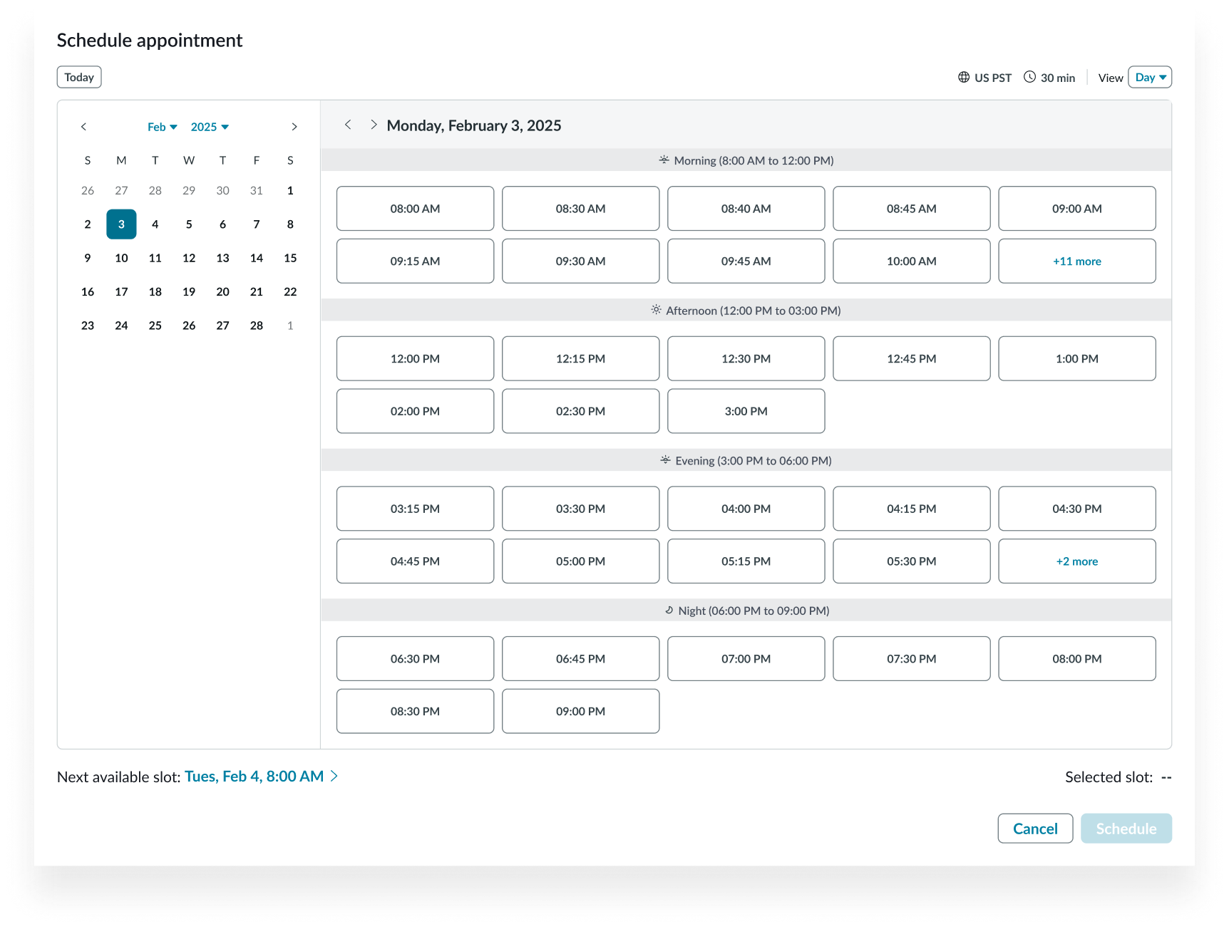 appointment calendar week