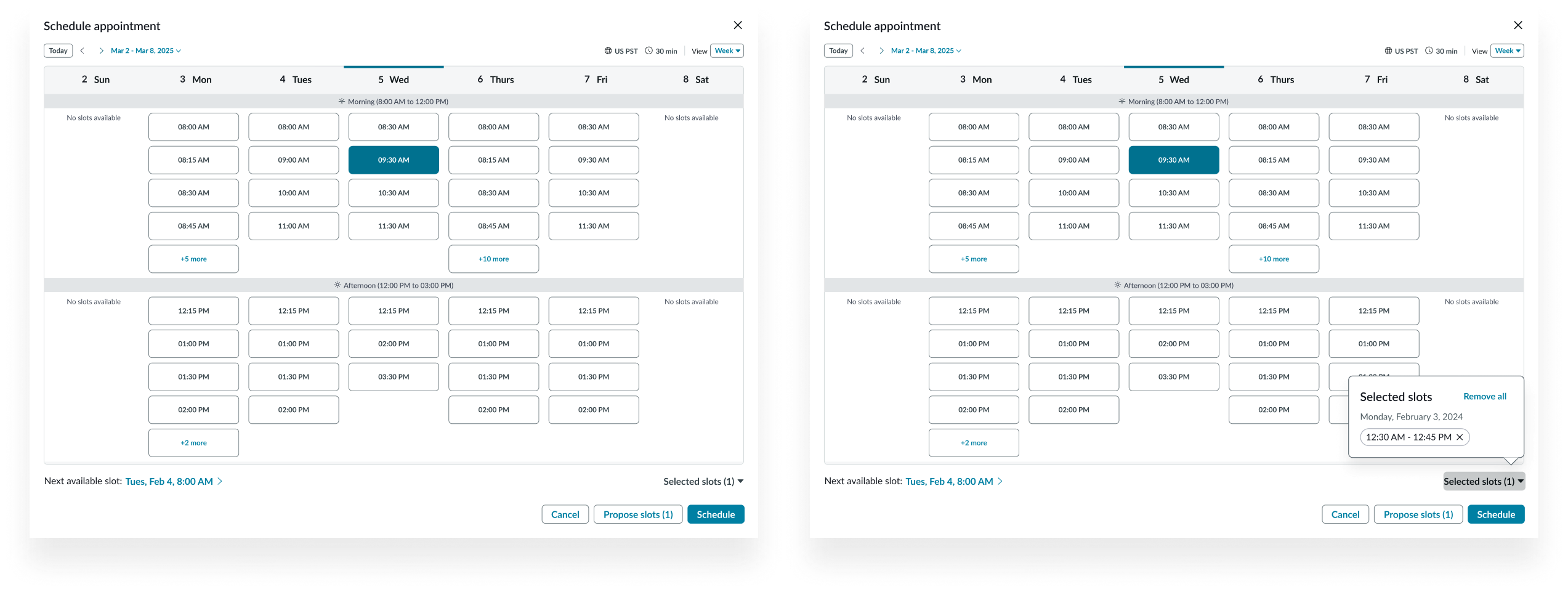 appointment calendar week