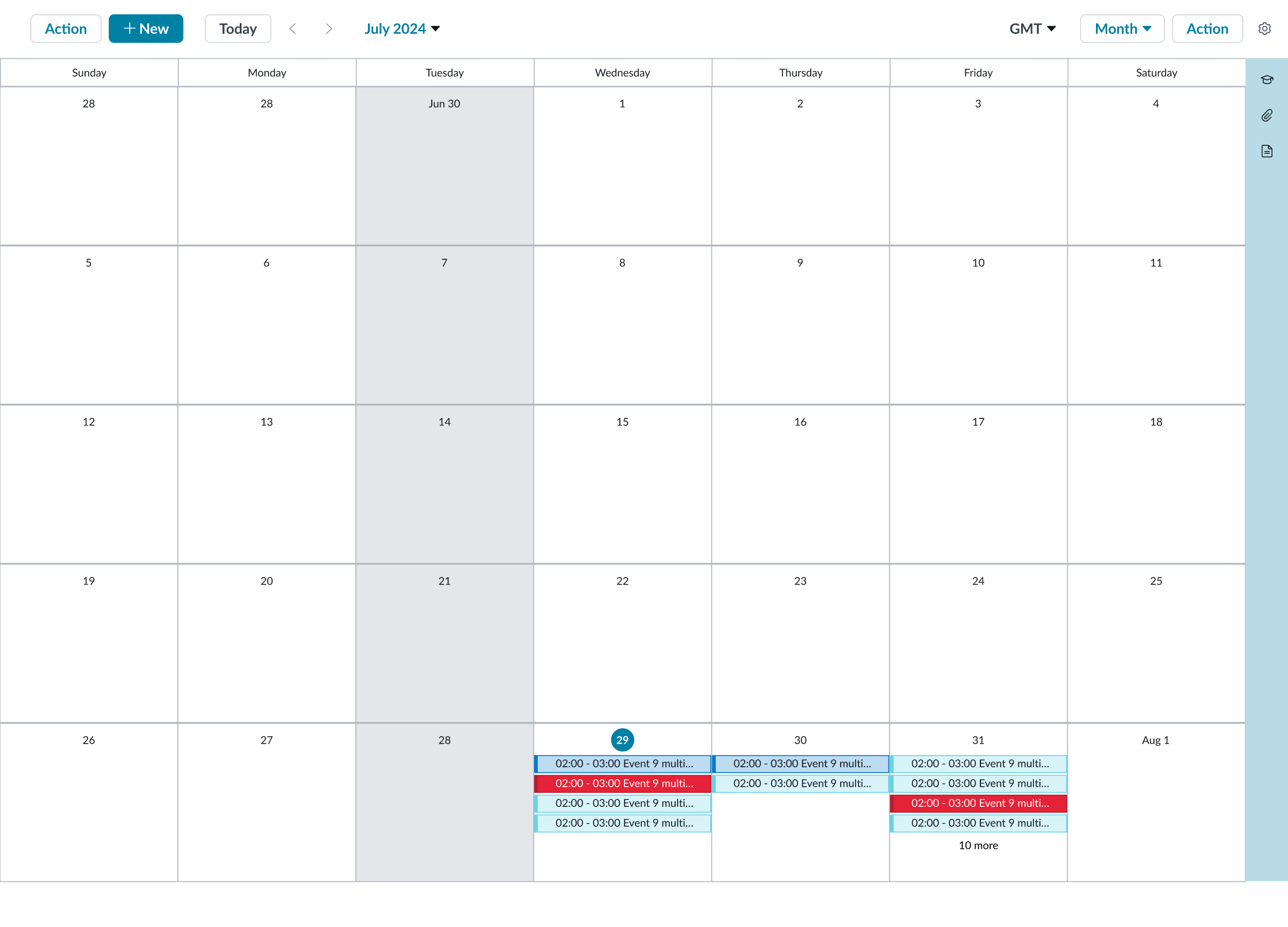 week view of the calendar