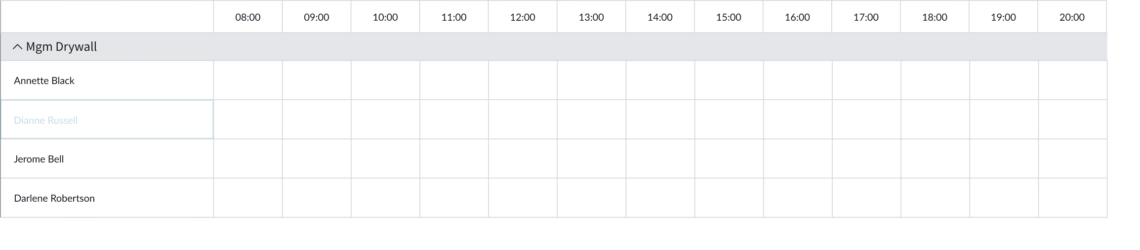 Disabled state of a selected cell in the left column