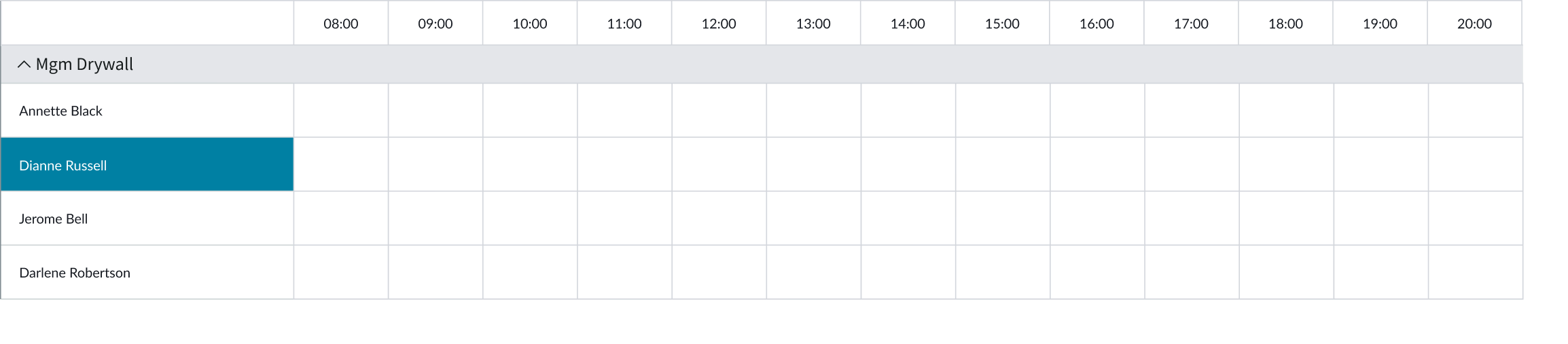 hover state for an agenda event