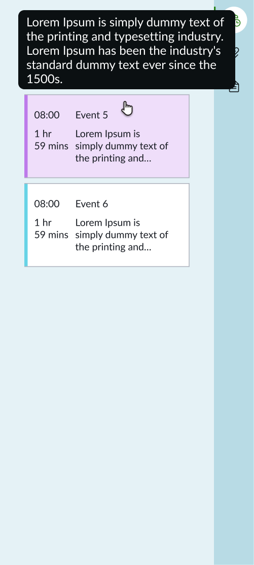 hover state for an agenda event