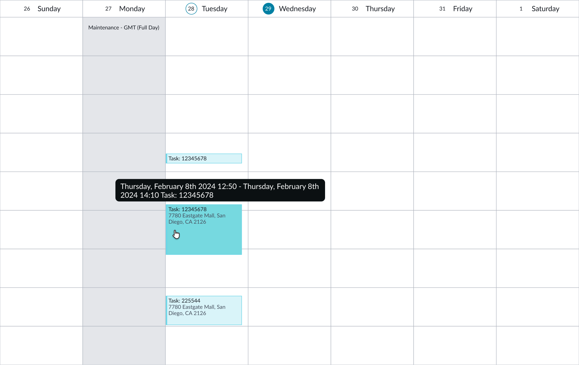 hover state for a calendar event