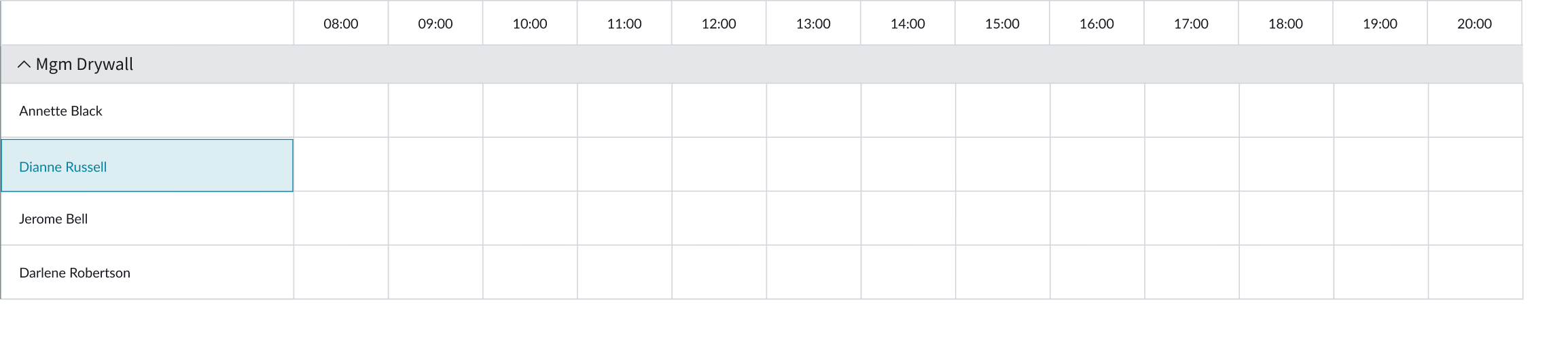 selected state for a timeline context